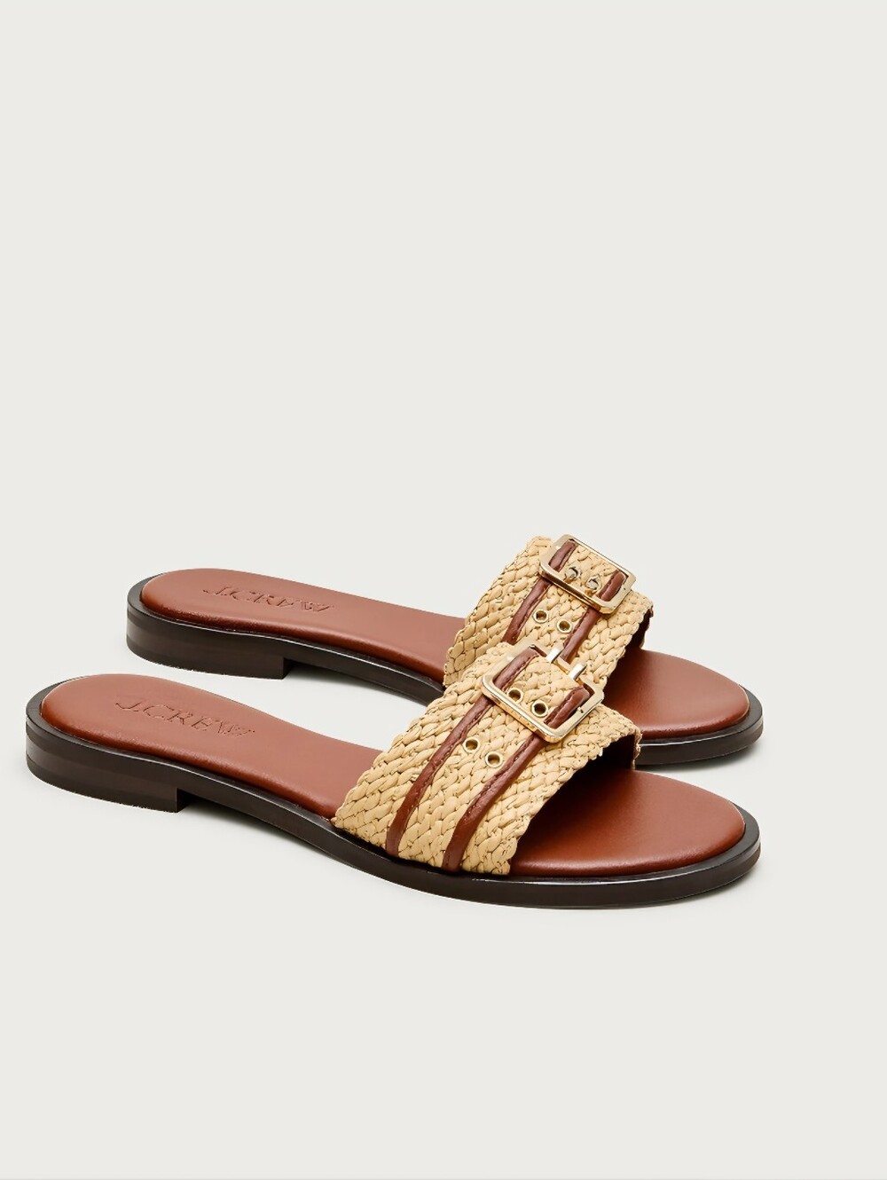 J.Crew Women's Belted woven-strap sandals Sz8 $148 English Saddle Natural
